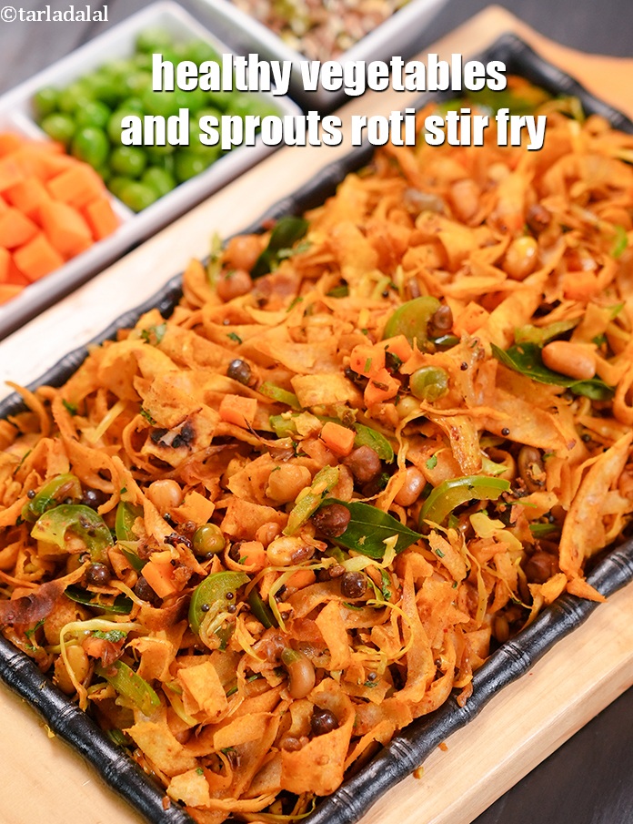 Step 33 – Serve <strong>paratha and sprouts stir fry recipe | healthy vegetables and sprouts roti stir fry …