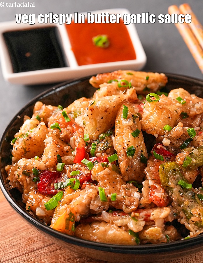 Step 29 – Garnish with spring onion greens and serve <strong>crispy fried vegetables in burnt garlic sauce recipe …