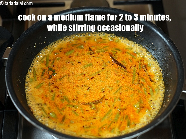 Step 34 – cook on a medium flame for 2 to 3 minutes, while stirring occasionally.