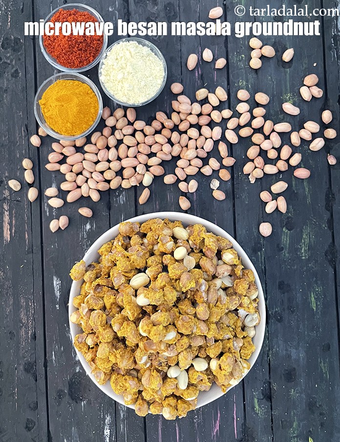 Step 30 – Serve <strong>besan masala peanuts | microwave besan masala groundnut | healthy&nbsp;besan masala peanuts | no …