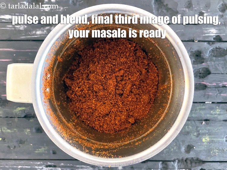 Step 29 – Third image of pulsing masala. Your masala is ready.
