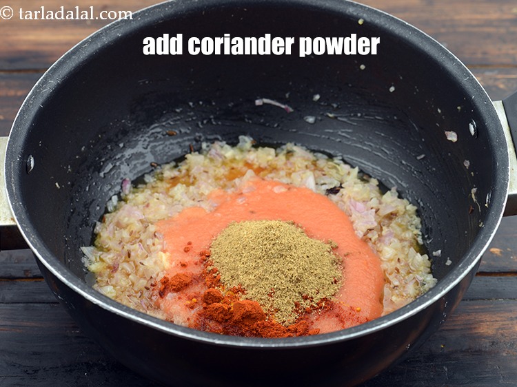 Step 30 – Add 1 tsp&nbsp;<a href="https://www.tarladalal.com/glossary-coriander-powder-dhania-powder-370i">coriander (dhania) powder</a>.