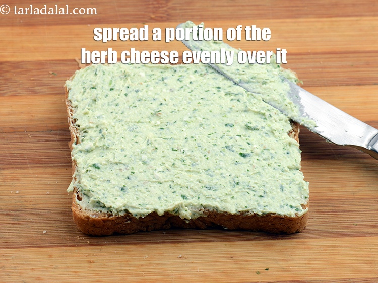 Step 29 – Spread a portion of the herb cheese evenly over it.