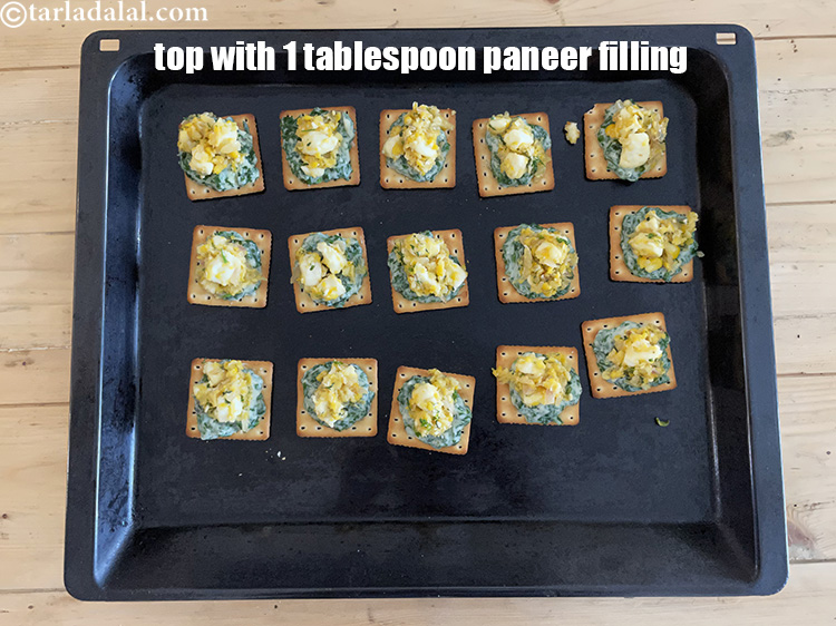 Step 43 – Top with 1&nbsp;tbsp of the paneer filling.