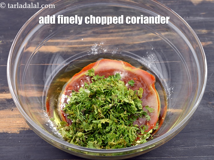 Step 30 – Add 2 tbsp&nbsp;finely&nbsp;<a href="https://www.tarladalal.com/glossary-chopped-coriander-783i">chopped coriander (dhania)</a>.