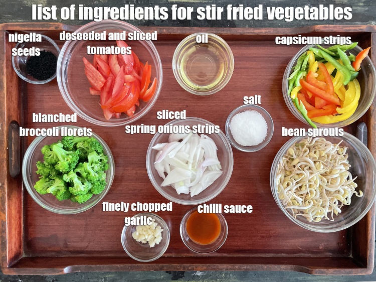 Step 31 – <strong>Ingredients for stir fried vegetables </strong>is made from&nbsp;<meta charset="UTF-8" />1/2 cup&nbsp;sliced spring onions&nbsp;strips,&nbsp;1/2 cup&nbsp;capsicum strips,&nbsp;1/2 …