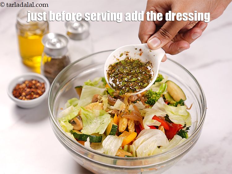 Step 31 – Just before serving add the orange honey dressing.