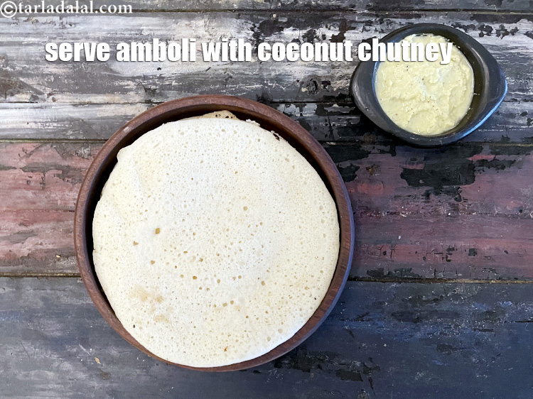 Step 36 – Serve&nbsp;<strong>amboli recipe | Maharashtrian amboli | easy Malvani amboli |&nbsp;</strong>with coconut chutney.