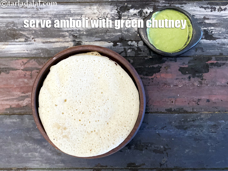 Step 37 – Serve&nbsp;<strong>amboli recipe | Maharashtrian amboli | easy Malvani amboli |&nbsp;</strong>with green chutney.