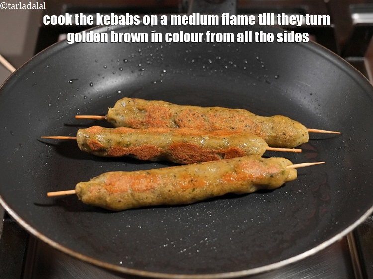 Step 36 – Cook the kebabs on a medium flame till they turn golden brown in colour from …
