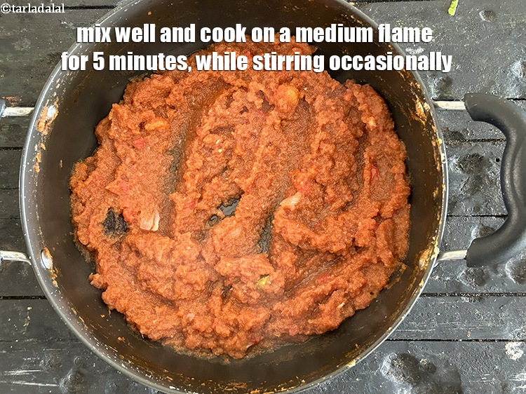 Step 30 – Mix well and cook on a medium flame for 5 minutes, while stirring occasionally.