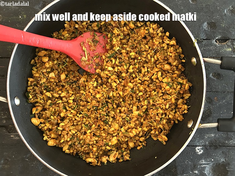 Step 31 – Mix well and keep aside cooked matki.