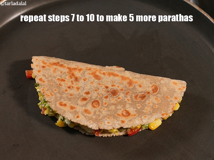 स्टेप 33 – 5 और पराठे बनाने के लिए विधि क्रमांक 7 से …