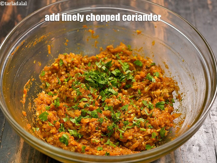 Step 29 – Add&nbsp;2 tbsp&nbsp;finely&nbsp;<a href="https://www.tarladalal.com/glossary-chopped-coriander-783i">chopped coriander (dhania)</a>.