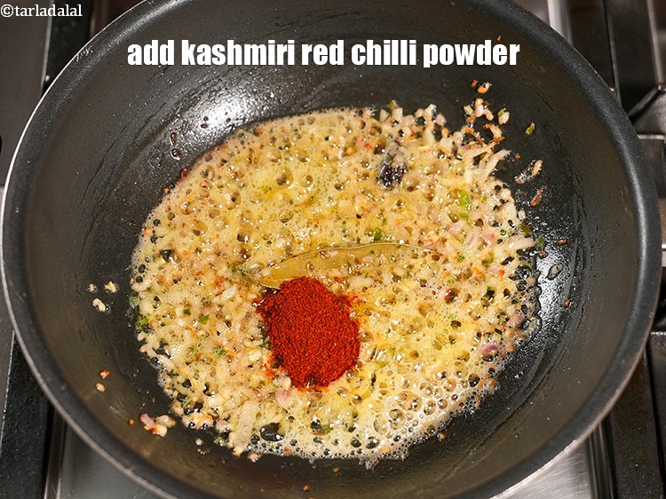 Step 30 – add 1/2 tbsp&nbsp;<a href="https://www.tarladalal.com/glossary-kashmiri-red-chilli-powder-kashmiri-mirch-powder-2684i">kashmiri red chilli powder</a>.