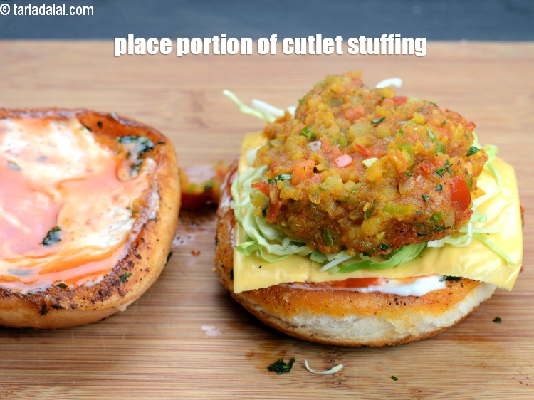 Step 30 – Place a portion of the cutlet stuffing.