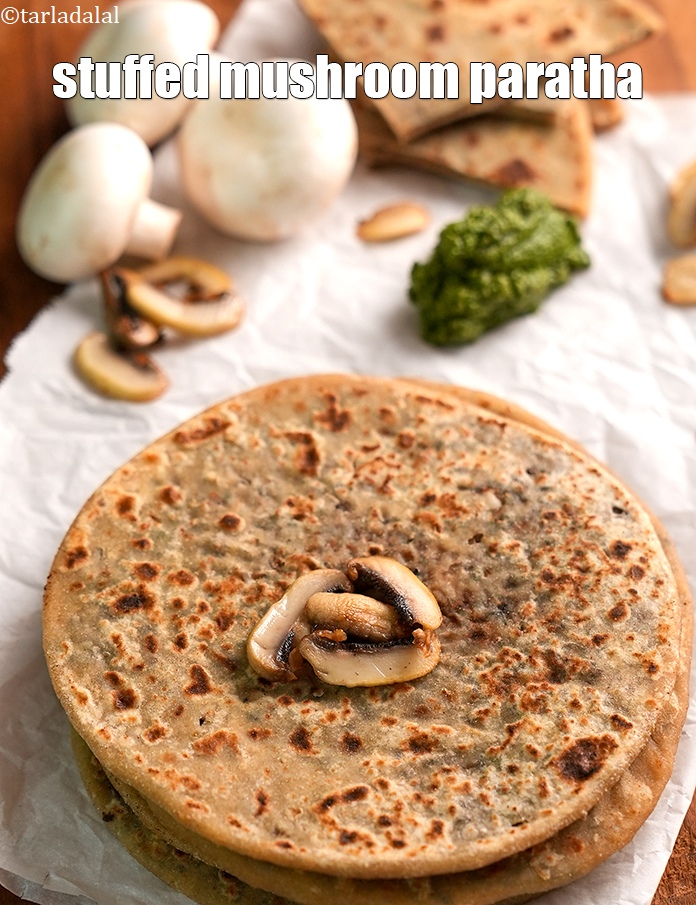 Step 32 – Serve <meta charset="UTF-8" /><strong>mushroom paratha | stuffed mushroom&nbsp;paratha | healthy mushroom paratha for weight loss …
