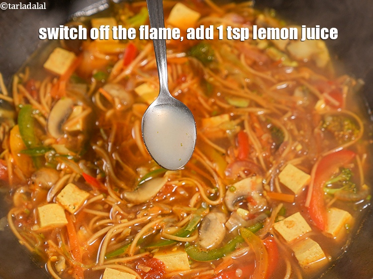Step 33 – Switch off the flame, add 1 tsp <a href="https://www.tarladalal.com/glossary-lemon-juice-numbi-ka-ras-nimbu-ka-juice-471i">lemon juice</a>.