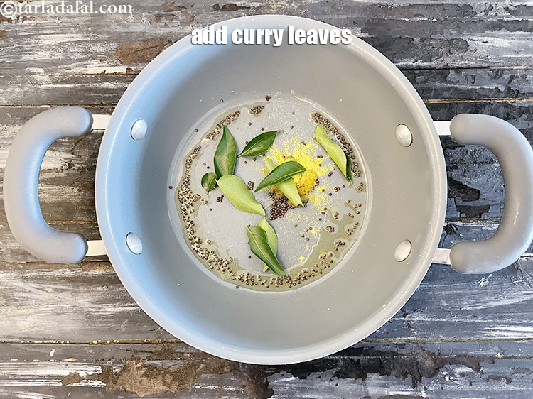 Step 38 – Add&nbsp;<meta charset="UTF-8" />7 to 8&nbsp;<a href="glossary-curry-leaves-kadi-patta-kadipatta-388i">curry leaves (kadi patta)</a>.