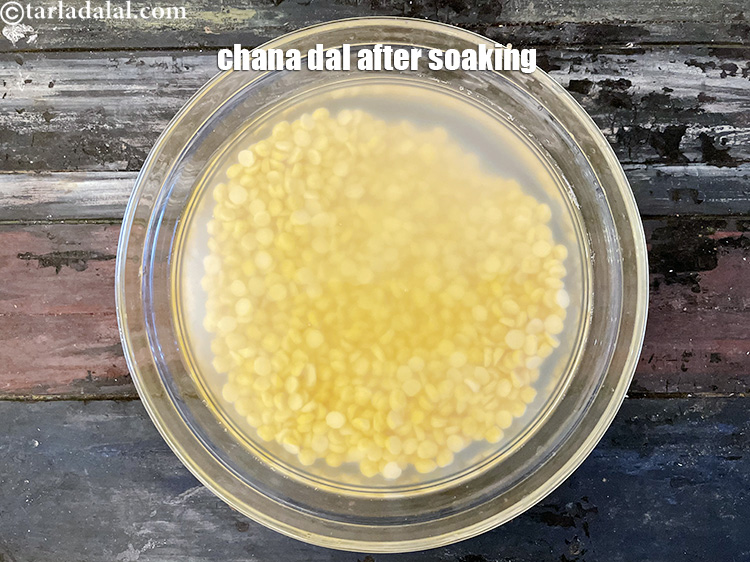 Step 7 – Chana dal after soaking. See that it has swollen up.