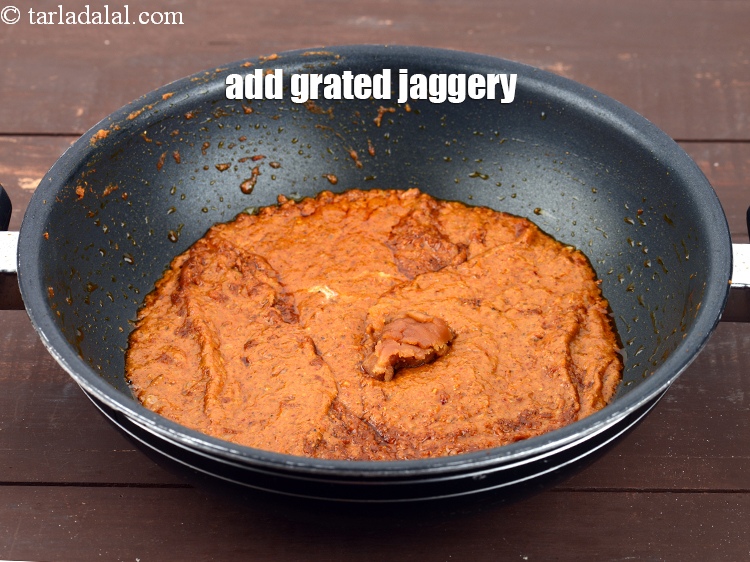 Step 31 – Add 1 tsp <a href="https://www.tarladalal.com/glossary-grated-jaggery-947i">grated jaggery (gur)</a> to balance the taste.