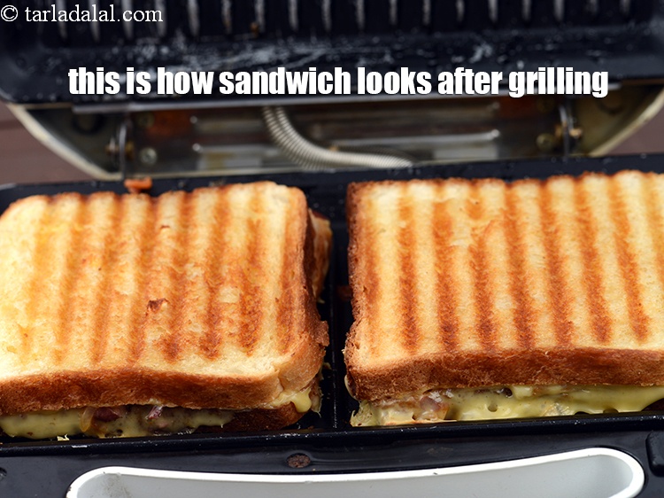 Step 35 – Grease the griller properly to get even grill marks on the sandwich.