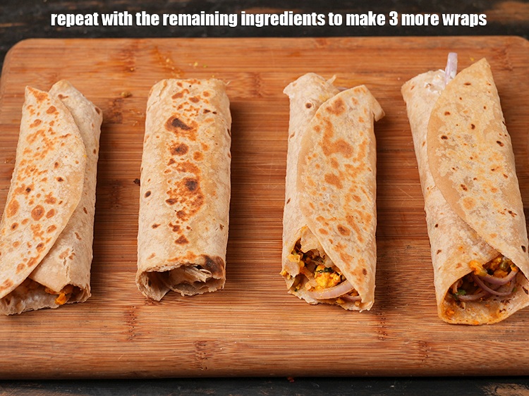 Step 38 – Repeat with the remaining ingredients to make 3 more wraps.