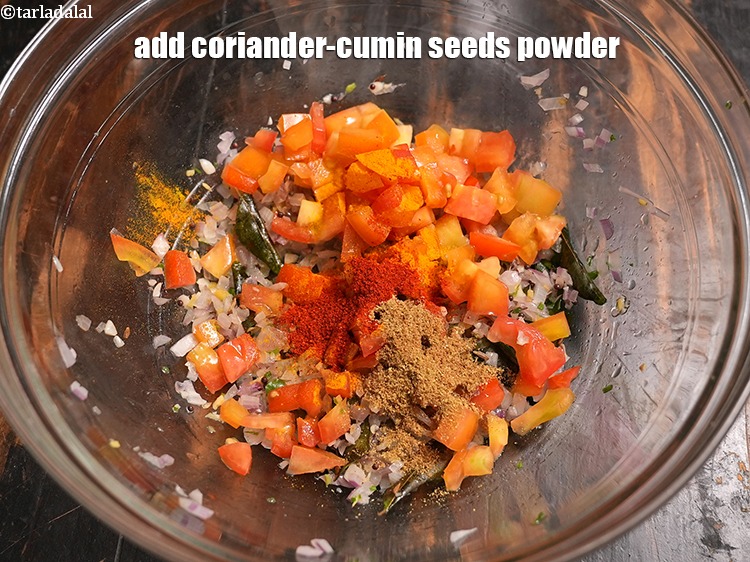 Step 31 – Add 1 tsp&nbsp;<a href="https://www.tarladalal.com/glossary-coriander-cumin-seeds-powder-dhania-jeera-powder-375i">coriander-cumin seeds (dhania-jeera) powder</a>.