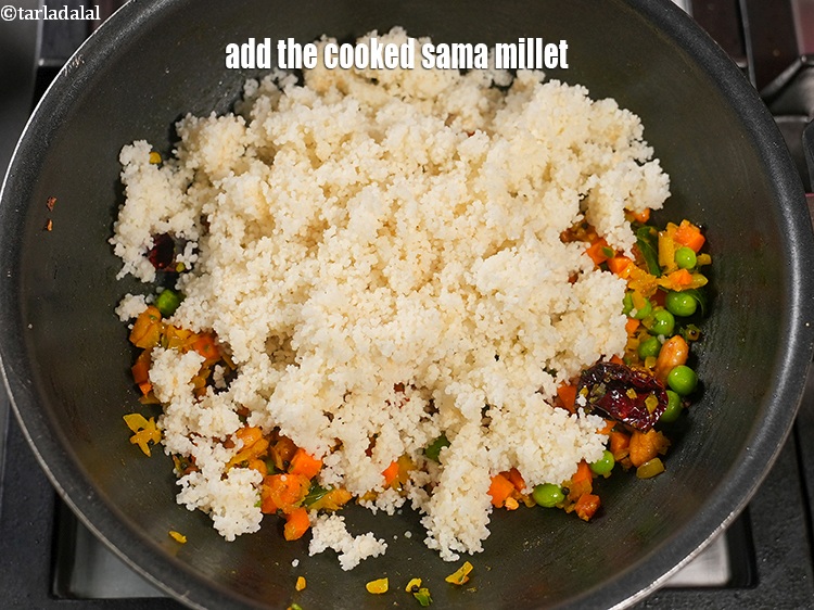 Step 31 – Add the cooked sama millet.