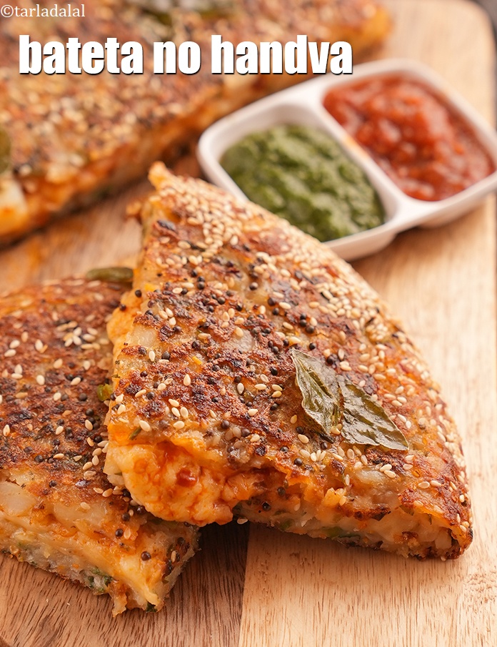 Step 30 – Cut into wedges and serve potato handvo recipe | bateta no handva | instant potato …