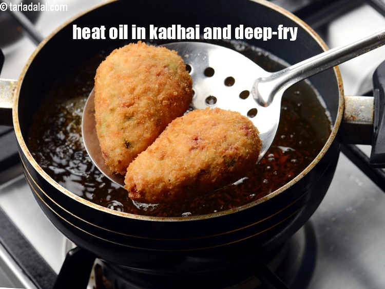 Step 32 – Heat the oil in a kadhai and deep-fry each patties till it turns golden brown …