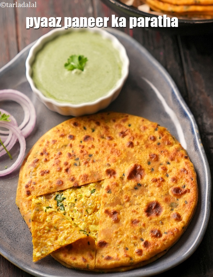 Step 31 – Serve <strong>paneer onion stuffed paratha recipe | pyaaz paneer ka paratha | stuffed paneer onion …