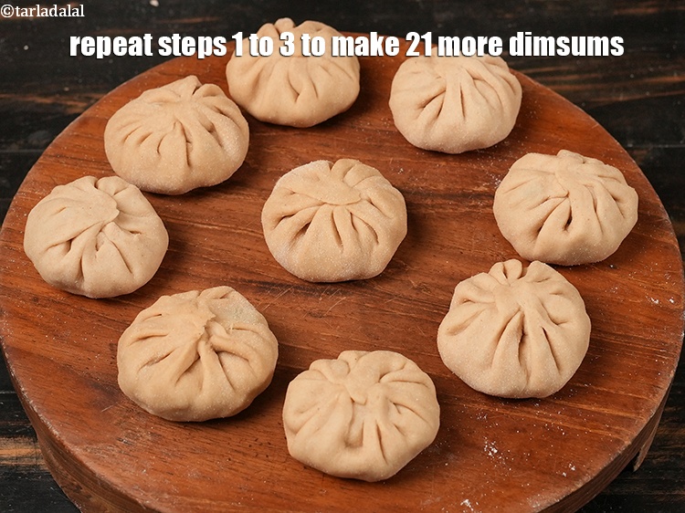 Step 31 – Repeat steps 1 to 3 to make 21 more dimsums.