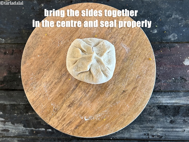 Step 36 – Bring together all the sides in the center and seal tightly.