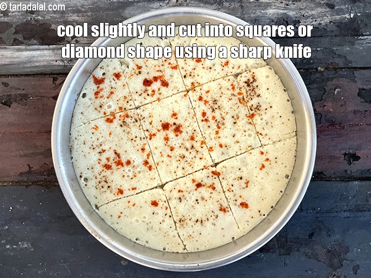Step 31 – Cool slightly and cut into square or diamond shaped equal pieces using a sharp knife.&nbsp;Repeat …