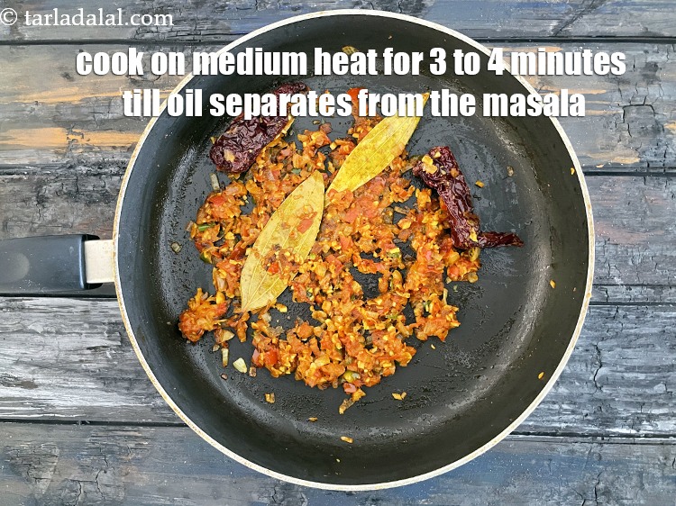Step 31 – Cook on a <strong>medium flame for 3 to 4 minutes</strong> till the oil separates from …
