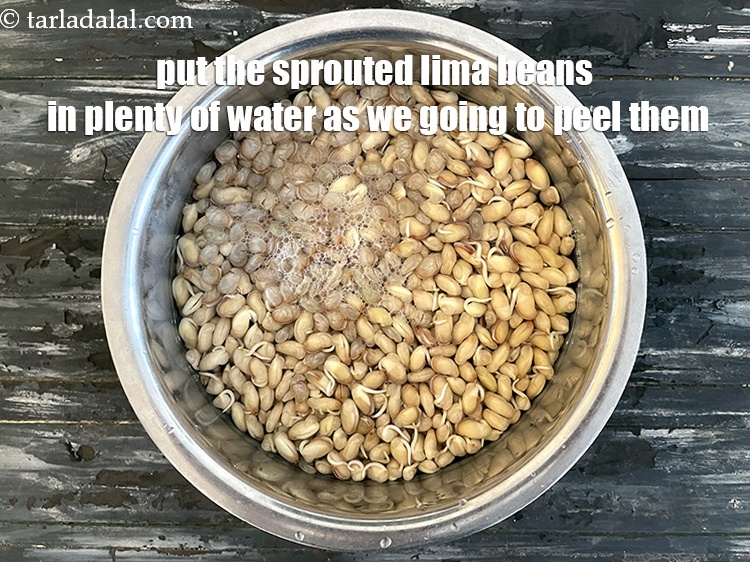 Step 14 – Put the sprouted vaal in a bowl full of water as we going to peel …