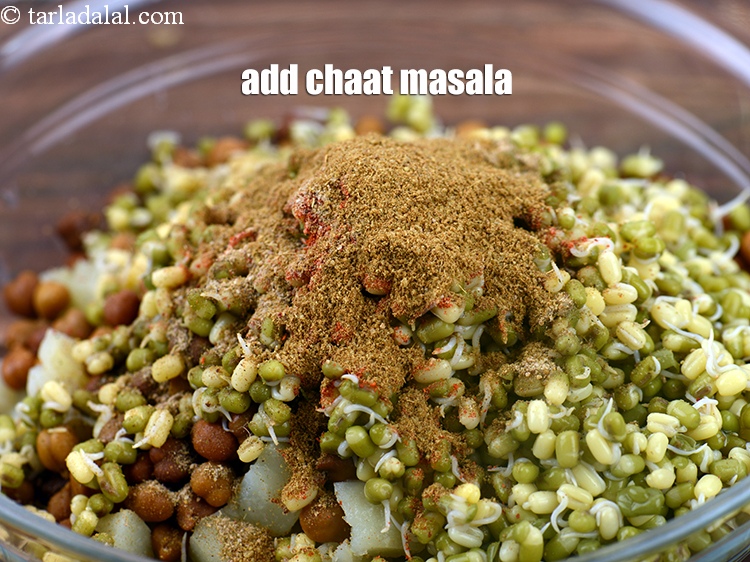Step 34 – Add 1&frac12; tsp chaat masala.