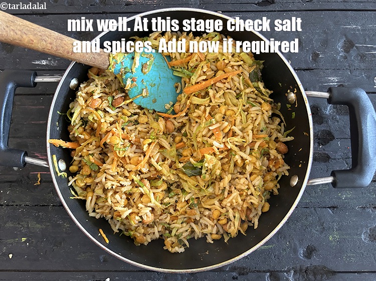 Step 32 – Mix well. <strong>Taste the rice to check the salt and spice levels. Add now if …