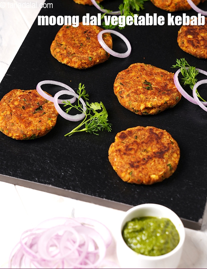 Step 39 – Serve&nbsp;<strong>moong dal tikki | moong dal vegetable kebab&nbsp;| healthy&nbsp;moong dal paneer cutlet&nbsp;|</strong>&nbsp;immediately with mint and …