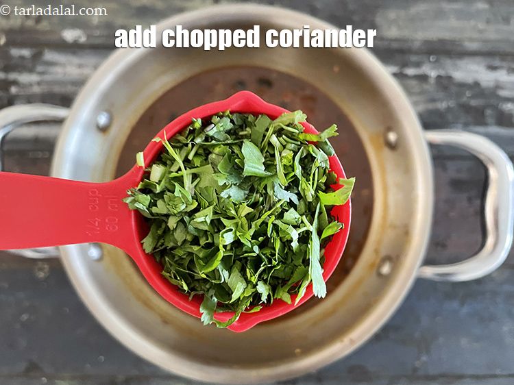 Step 40 – Add&nbsp;1/4 cup&nbsp;finely&nbsp;<a href="glossary-chopped-coriander-783i">chopped coriander (dhania)</a>.