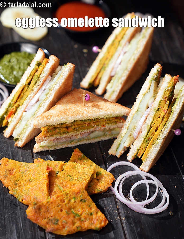 Step 33 – Serve <strong>vegetable tomato omelette sandwich recipe | eggless omelette sandwich | Indian tomato omelette sandwich …