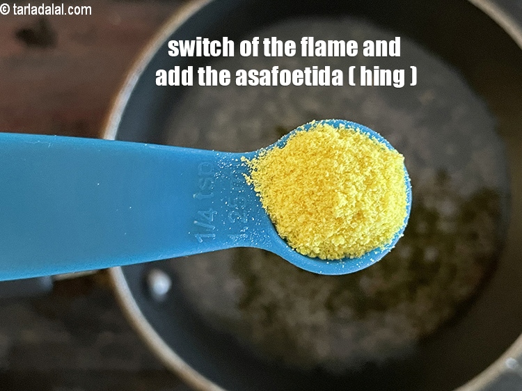 Step 31 – Switch off the flame, add 1/4th tsp asafoetida