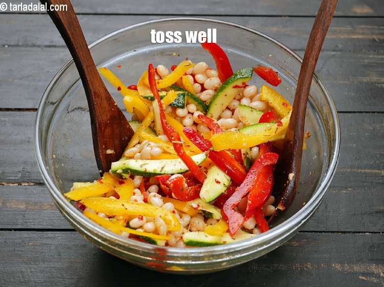 Step 31 – Toss <strong>haricot bean salad | white bean salad with vegetables | healthy Indian navy bean …