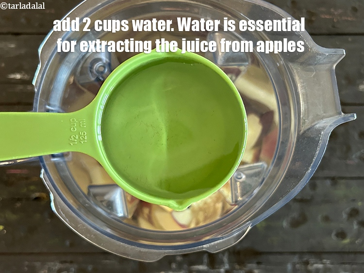 Step 15 – Add 2 cups water. Water is essential for extracting the juice from apples. The cells …