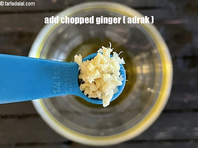 Step 4 – Add&nbsp;<meta charset="UTF-8" /><strong>1/4&nbsp;tsp</strong>&nbsp;finely&nbsp;<a href="glossary-chopped-ginger-786i">chopped ginger (adrak)</a>