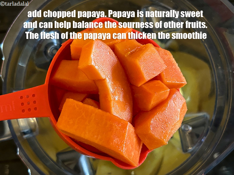 Step 7 – Add&nbsp;<meta charset="UTF-8" />1&nbsp;cup&nbsp;<a href="glossary-chopped-papaya-836i">chopped papaya</a>.&nbsp;&nbsp;Papaya is naturally sweet, so it can help to sweeten a …