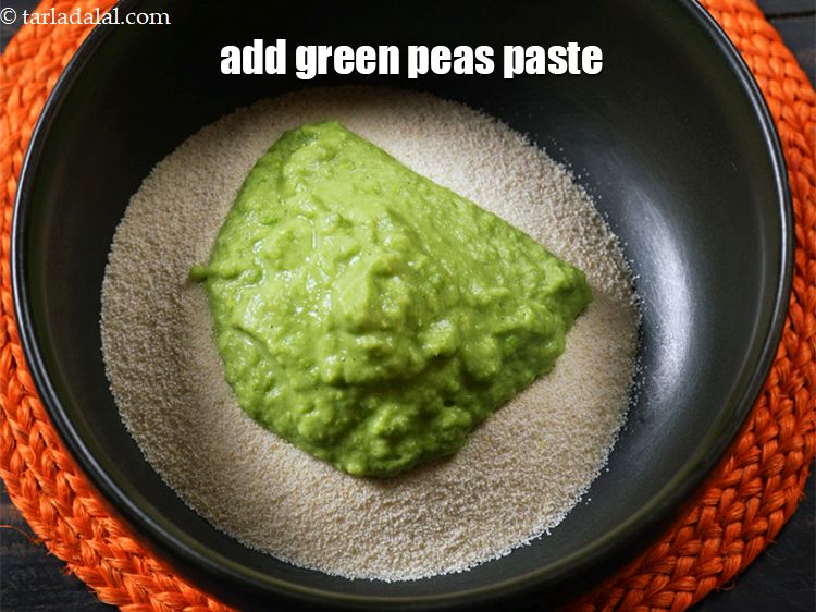 Step 5 – Add &frac12; cup green peas paste.
