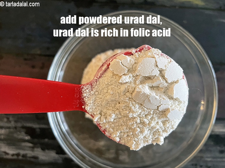 Step 11 – <meta charset="UTF-8" /> Add 1/4 cup&nbsp;coarsely powdered&nbsp;<a href="glossary-urad-dal-split-black-lentil-941i">urad dal (split black lentils)</a>.&nbsp;<meta charset="UTF-8" />1 cup …