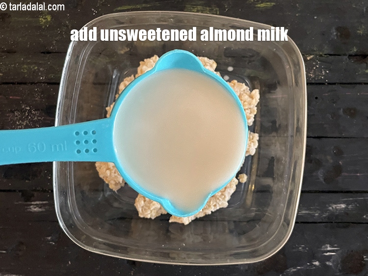 Step 12 – Add&nbsp;1/2 cup unsweetened&nbsp;almonds (badam)&nbsp;milk.